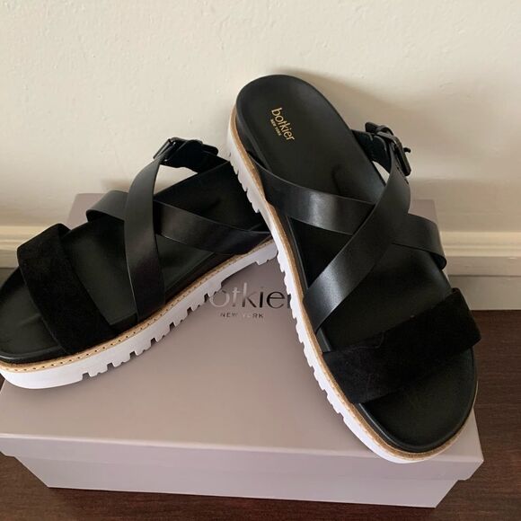 Botkier New York Jupiter platform slide leather sandal size 9,5 black - Picture 2 of 8